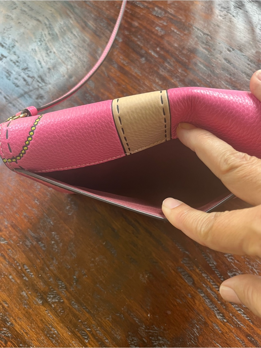 Coach Anna Foldover Clutch Crossbody Trompe L’oeil Pink Barbiecore - Picture 8 of 16